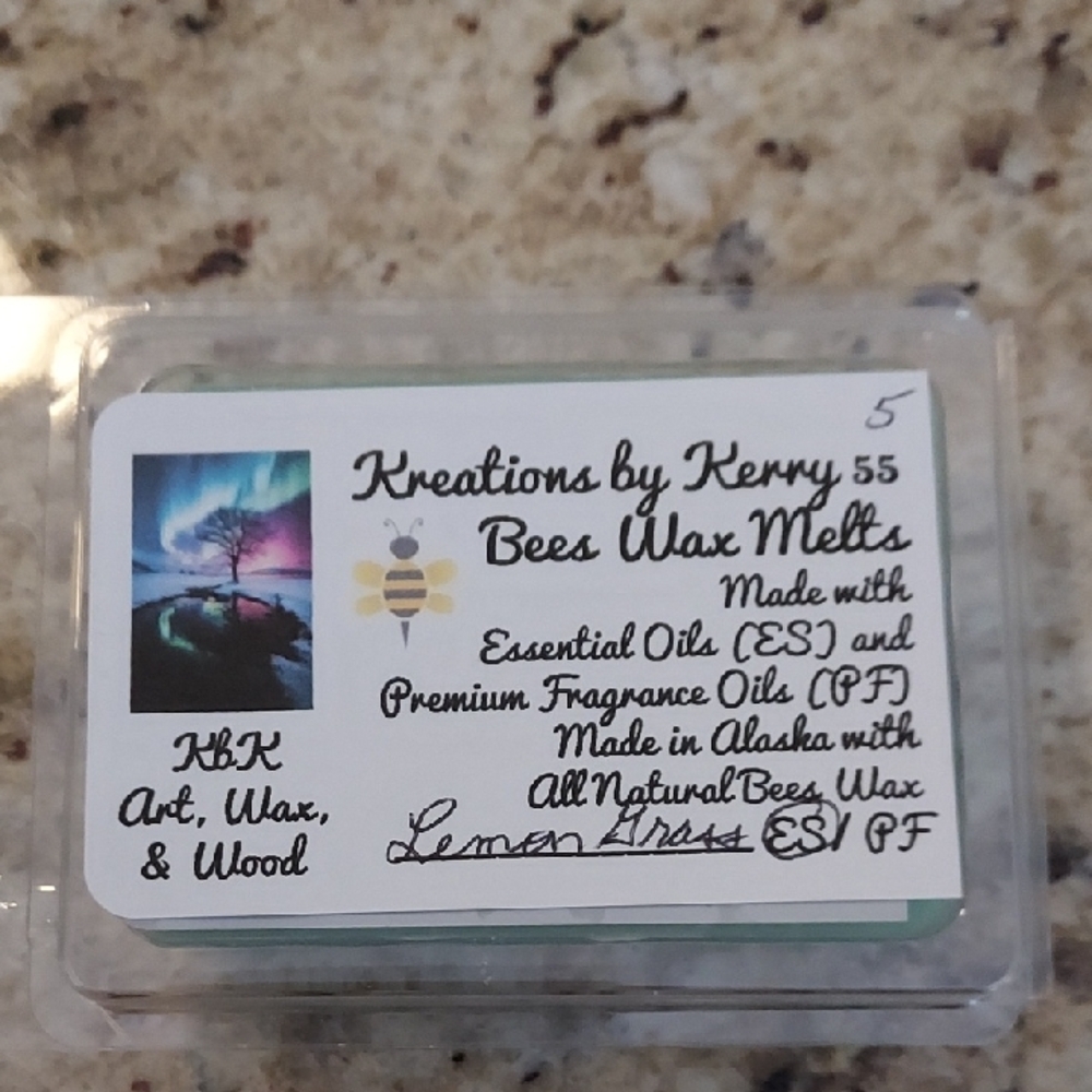 Lemon Grass Bees Wax Melts with Essential Oils - Natural and Non-Toxic